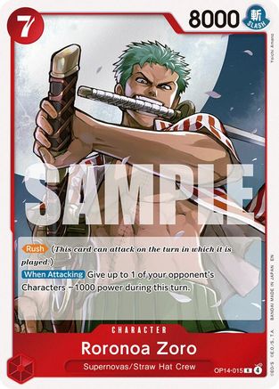 Roronoa Zoro - OP14-015 (OP14-015) - The Azure Sea's Seven Foil - Card Brawlers