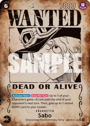 Sabo (120) (Wanted Poster) (OP13-120) - Carrying On His Will Foil - Card Brawlers