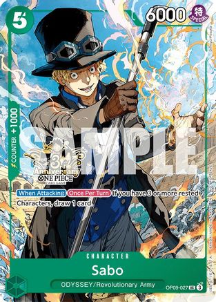 Sabo - OP09-027 (3rd Anniversary Tournament 3 Brothers Pack) (OP09-027) - Carrying On His Will: 3rd Anniversary Tournament Cards - Card Brawlers