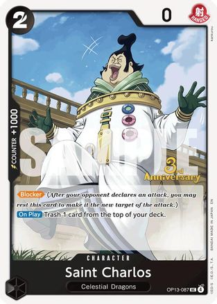 Saint Charlos (OP13-087) - Carrying On His Will: 3rd Anniversary Tournament Cards - Card Brawlers