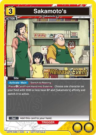 Sakamoto's (Release Event) (UE19BT/SMD-1-035) - UE19BT SAKAMOTO DAYS Release Event Cards - Card Brawlers