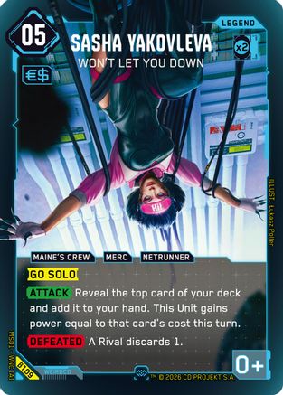 Sasha Yakovleva - Won't Let You Down (Secret) (B109) - Welcome to Night City Beta Foil - Card Brawlers