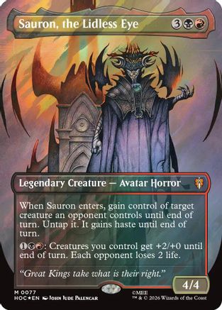 Sauron, the Lidless Eye (Borderless) (Surge Foil) (HOC-077) - The Hobbit: Eternal-Legal Foil - Card Brawlers