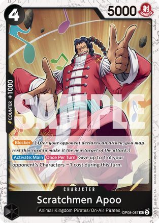Scratchmen Apoo - OP08-087 (Pirate Foil) (OP08-087) - Premium Booster -The Best- Vol. 2 Foil - Card Brawlers