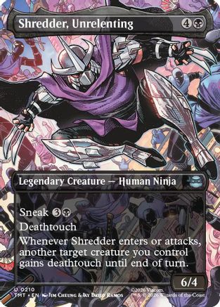 Shredder, Unrelenting (Borderless) (TMT-210) - Teenage Mutant Ninja Turtles Foil - Card Brawlers