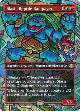 Slash, Reptile Rampager (Borderless) (TMT-208) - Teenage Mutant Ninja Turtles Foil - Card Brawlers