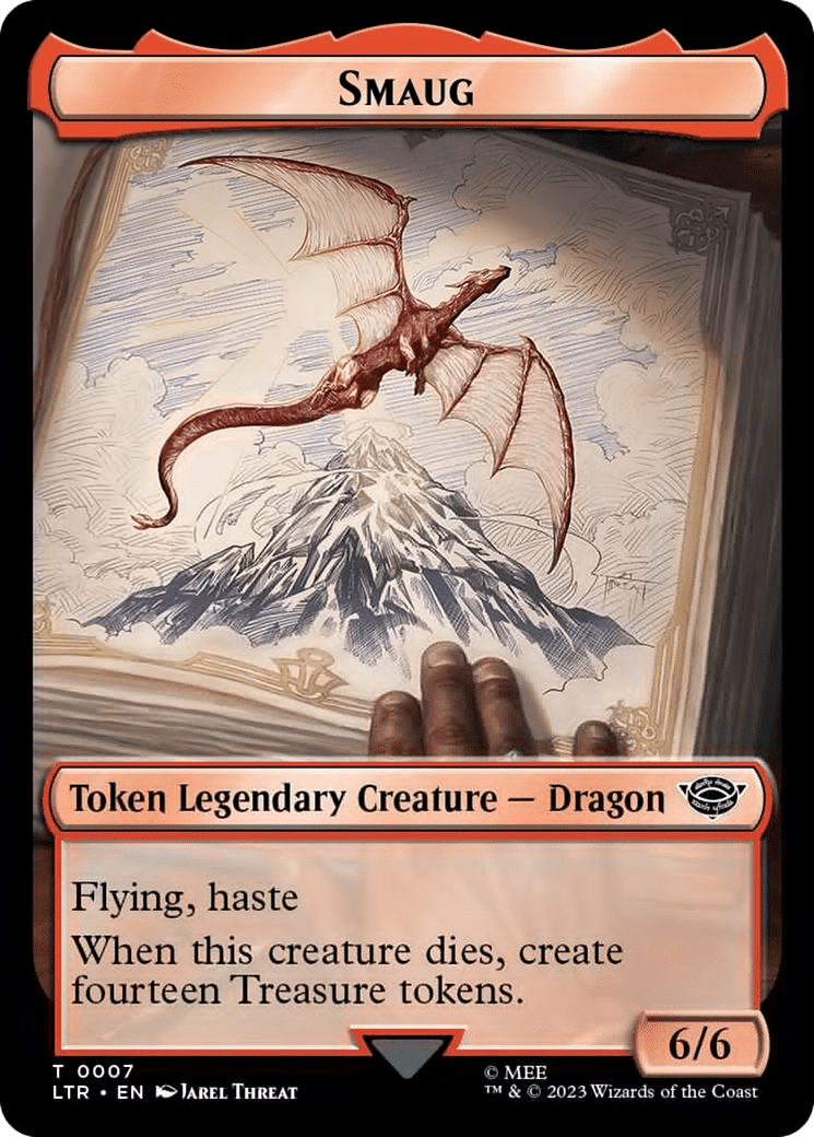 Smaug // Food (0022) Double - Sided Token (Surge Foil) [The Lord of the Rings: Tales of Middle - Earth Tokens] - Card Brawlers