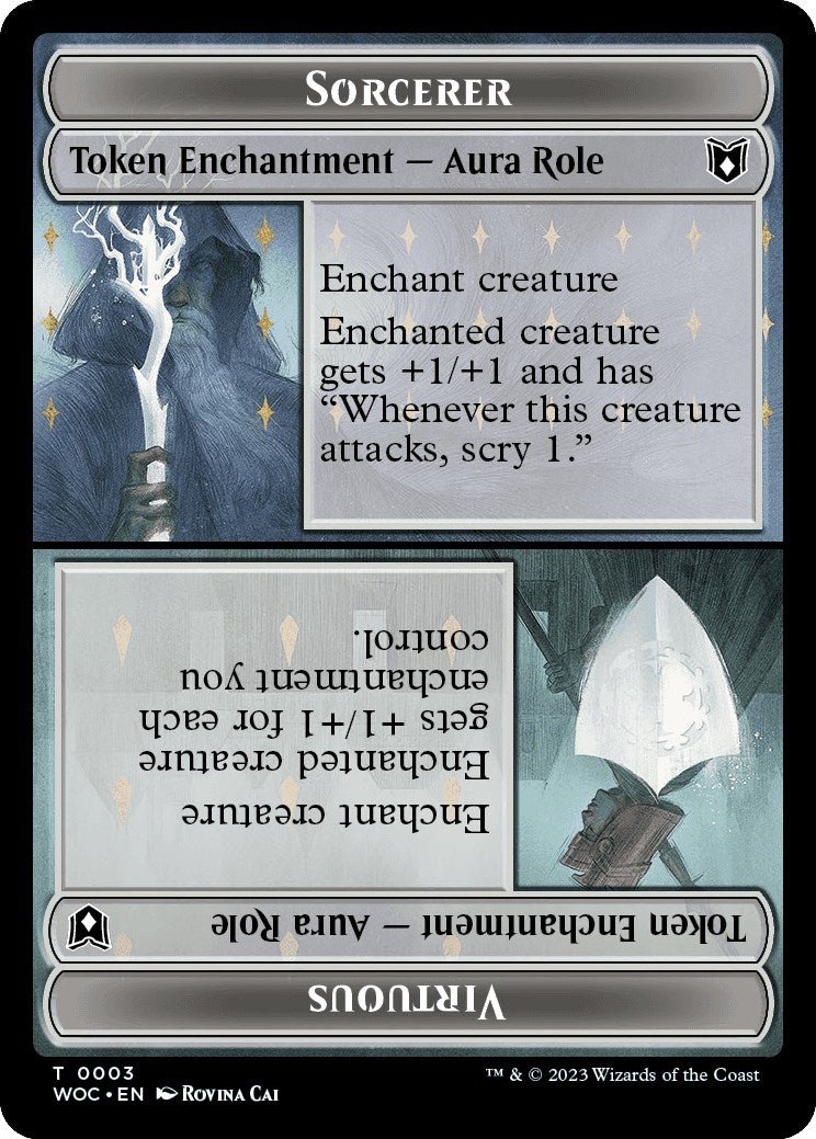 Sorcerer Role / Virtuous Role // Monster Role / Virtuous Role Double - Sided Token [Wilds of Eldraine Commander Tokens] - Card Brawlers