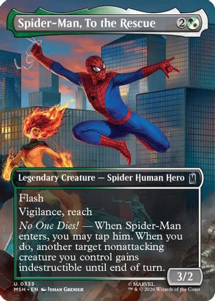 Spider-Man, To the Rescue (Borderless) (MSH-335) - Marvel Super Heroes - Card Brawlers