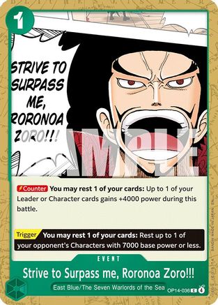 Strive to Surpass me, Roronoa Zoro!!! (OP14-036) - The Azure Sea's Seven - Card Brawlers