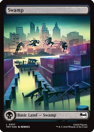 Swamp (0307) (Surge Foil) (TMT-307) - Teenage Mutant Ninja Turtles Foil - Card Brawlers