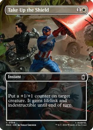 Take Up the Shield (Borderless) (MSH-348) - Marvel Super Heroes Foil - Card Brawlers