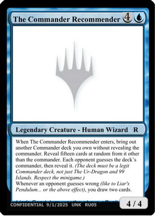 The Commander Recommender (UNK-) - Un-Known Event Playtest Cards - Card Brawlers