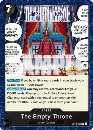 The Empty Throne (OP13-099) - Carrying On His Will: 3rd Anniversary Tournament Cards - Card Brawlers