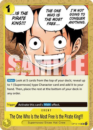 The One Who Is the Most Free Is the Pirate King!!! (OP13-116) - Carrying On His Will: 3rd Anniversary Tournament Cards - Card Brawlers