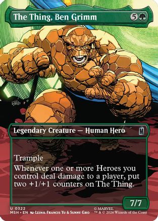 The Thing, Ben Grimm (Borderless) (MSH-322) - Marvel Super Heroes Foil - Card Brawlers