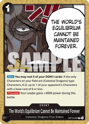 The World's Equilibrium Cannot Be Maintained Forever (OP13-097) - Carrying On His Will: 3rd Anniversary Tournament Cards - Card Brawlers