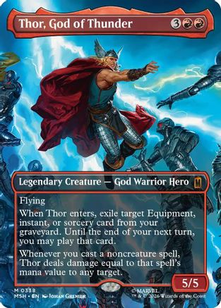 Thor, God of Thunder (Borderless) (0338) (MSH-338) - Marvel Super Heroes - Card Brawlers