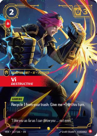 Vi - Destructive (Overnumbered) (167/166) - Vendetta Foil - Card Brawlers