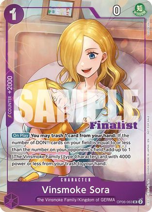 Vinsmoke Sora (CS 25-26 Finalist Card Set 2) (OP06-063) - One Piece Promotion Cards Foil - Card Brawlers