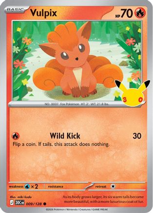 Vulpix (009/null) - Holofoil [ME 30th Celebration] - Card Brawlers