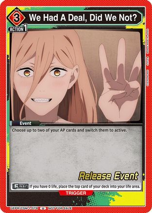We Had A Deal, Did We Not? (UE22BT/CSM-1-079) - UE22BT CHAINSAW MAN Release Event - Card Brawlers