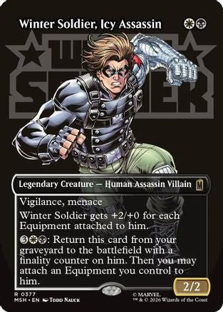 Winter Soldier, Icy Assassin (Borderless) (MSH-377) - Marvel Super Heroes - Card Brawlers