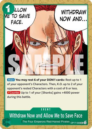 Withdraw Now and Allow Me to Save Face (OP17-036) - The World's Strongest Warriors - Card Brawlers