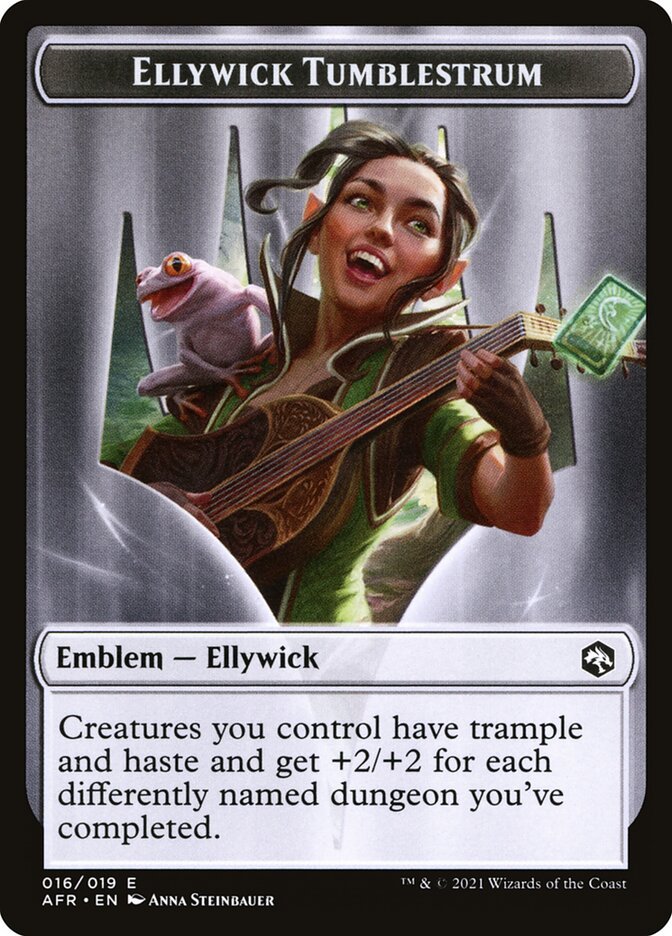 Wolf // Ellywick Tumblestrum Emblem Double - Sided Token [Dungeons & Dragons: Adventures in the Forgotten Realms Tokens] - Card Brawlers
