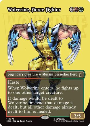 Wolverine, Fierce Fighter (Borderless) (MSH-378) - Marvel Super Heroes Foil - Card Brawlers