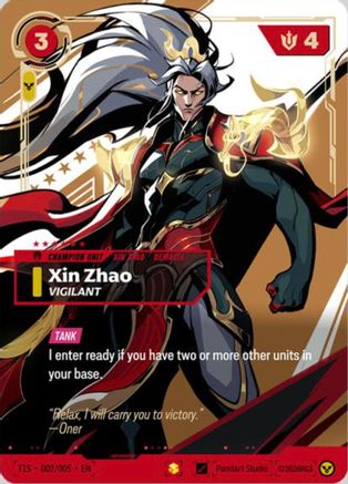 Xin Zhao, Vigilant (T1 Worlds Champion Signature Edition Bundle) (T1S 002/005) - Riftbound Promotional Cards Foil - Card Brawlers
