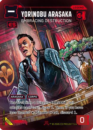 Yorinobu Arasaka - Embracing Destruction (B001) - Box Toppers Beta Foil - Card Brawlers