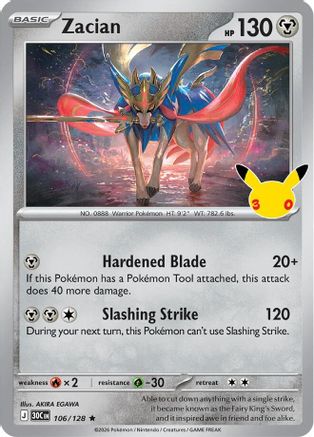 Zacian (106/null) - Holofoil [ME 30th Celebration] - Card Brawlers