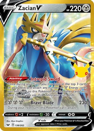 Zacian V (138/null) - Holofoil [ME 30th Celebration Classic Collection] - Card Brawlers