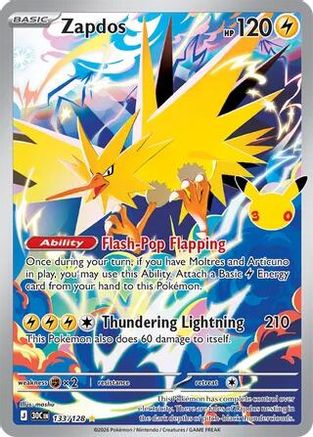 Zapdos (133/128) - Holofoil [ME 30th Celebration] - Card Brawlers