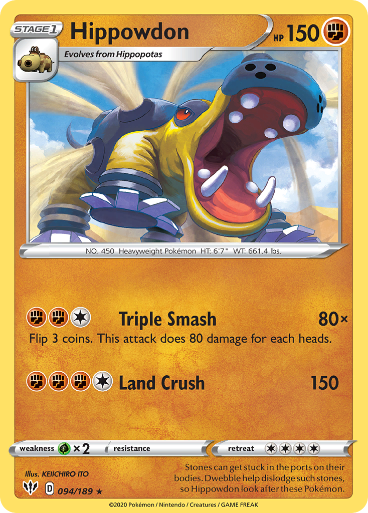 Hippowdon (094/189) [Sword & Shield: Darkness Ablaze] - Card Brawlers | Quebec | Canada | Yu-Gi-Oh!