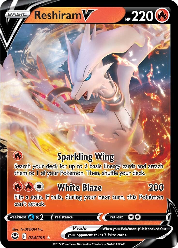 Reshiram V (024/195) [Sword & Shield: Silver Tempest] - Card Brawlers | Quebec | Canada | Yu-Gi-Oh!