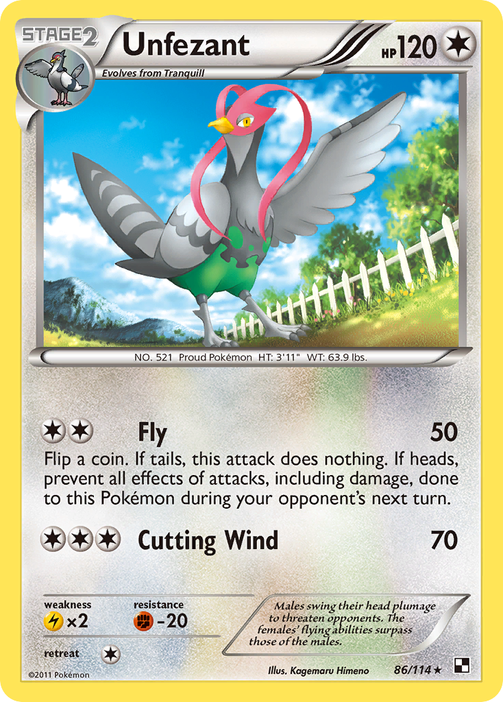 Unfezant (86/114) [Black & White: Base Set] - Card Brawlers | Quebec | Canada | Yu-Gi-Oh!