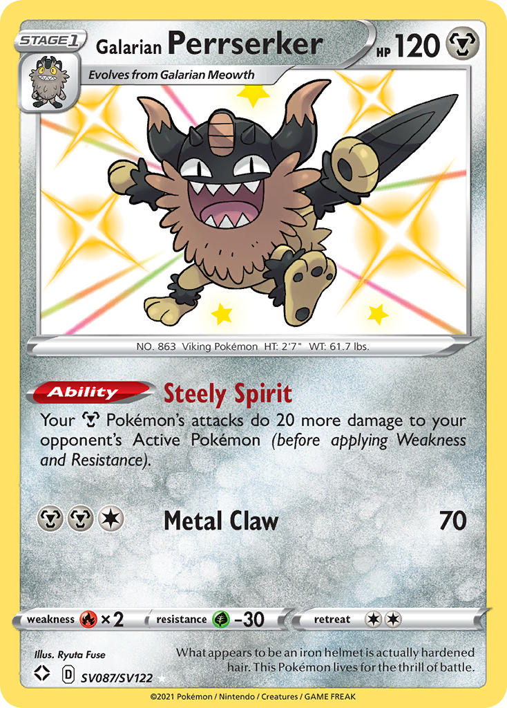Galarian Perrserker (SV087/SV122) [Sword & Shield: Shining Fates] - Card Brawlers | Quebec | Canada | Yu-Gi-Oh!