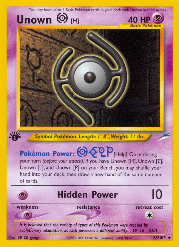 Unown [H] (28/105) [Neo Destiny 1st Edition] - Card Brawlers | Quebec | Canada | Yu-Gi-Oh!
