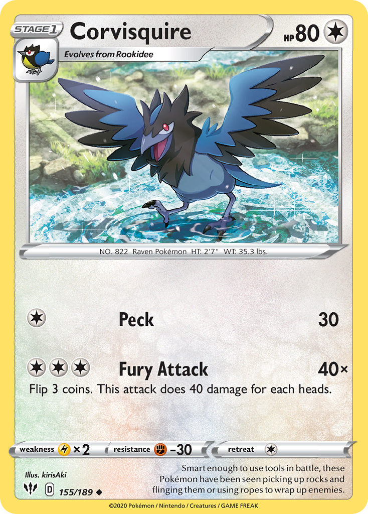 Corvisquire (155/189) [Sword & Shield: Darkness Ablaze] - Card Brawlers | Quebec | Canada | Yu-Gi-Oh!