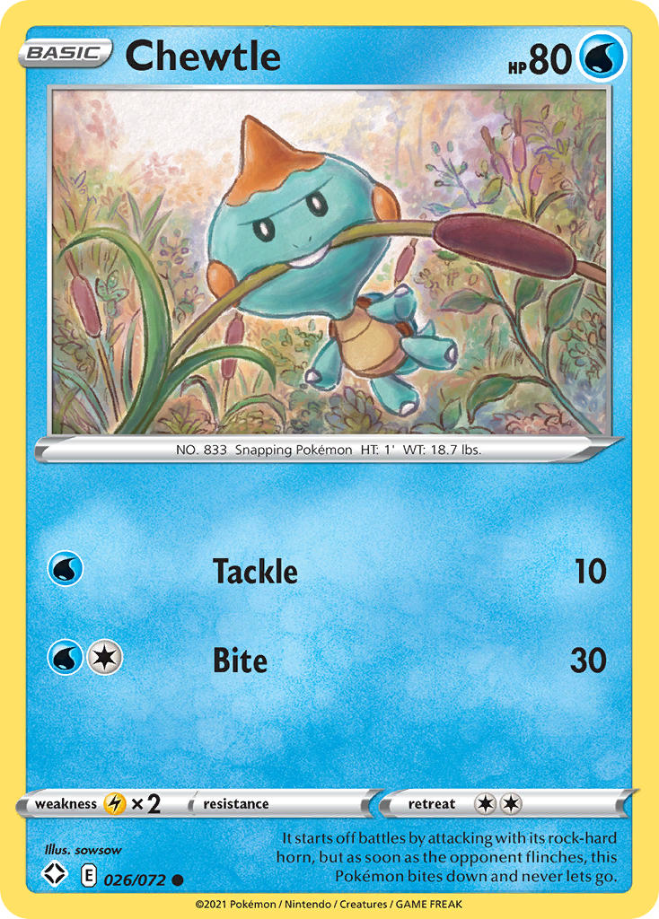 Chewtle (026/072) [Sword & Shield: Shining Fates] - Card Brawlers | Quebec | Canada | Yu-Gi-Oh!