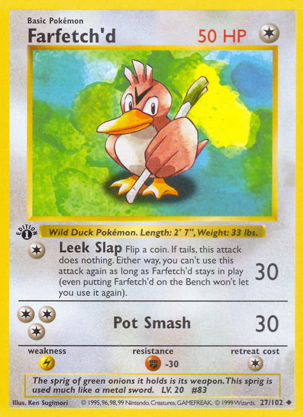 Farfetch'd (27/102) (Shadowless) [Base Set 1st Edition] - Card Brawlers | Quebec | Canada | Yu-Gi-Oh!