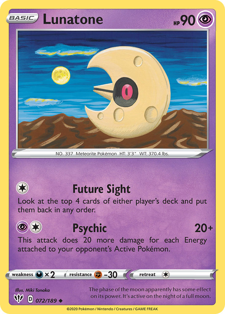 Lunatone (072/189) [Sword & Shield: Darkness Ablaze] - Card Brawlers | Quebec | Canada | Yu-Gi-Oh!
