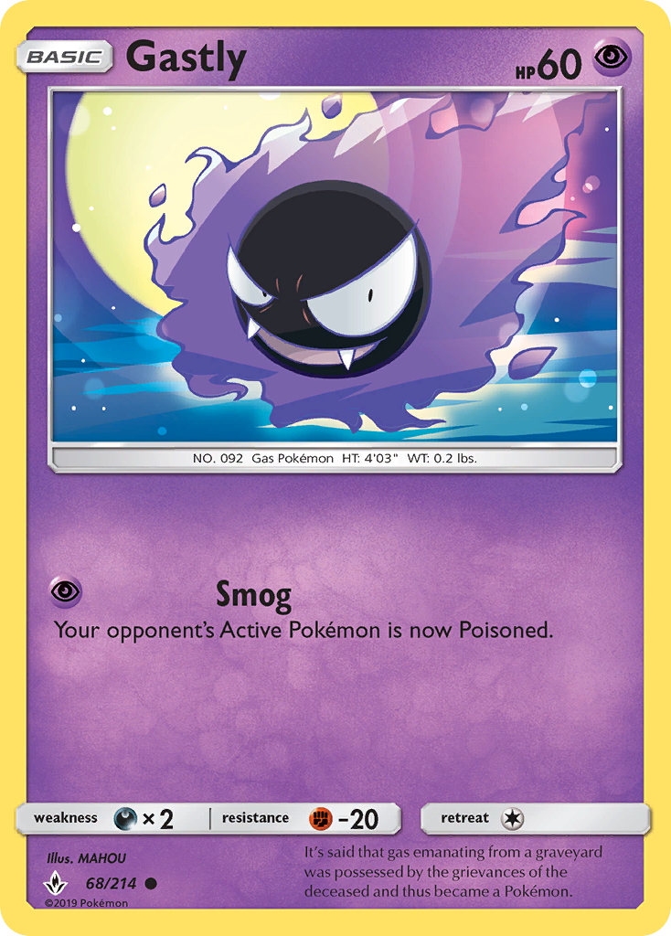 Gastly (68/214) [Sun & Moon: Unbroken Bonds] - Card Brawlers | Quebec | Canada | Yu-Gi-Oh!