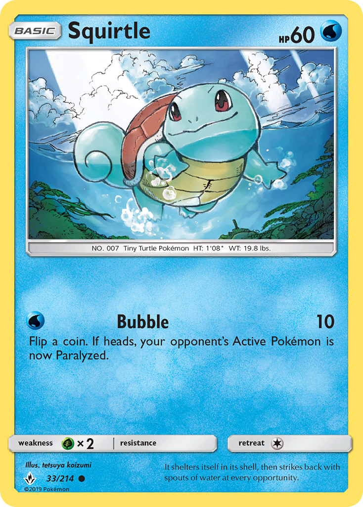 Squirtle (33/214) [Sun & Moon: Unbroken Bonds] - Card Brawlers | Quebec | Canada | Yu-Gi-Oh!