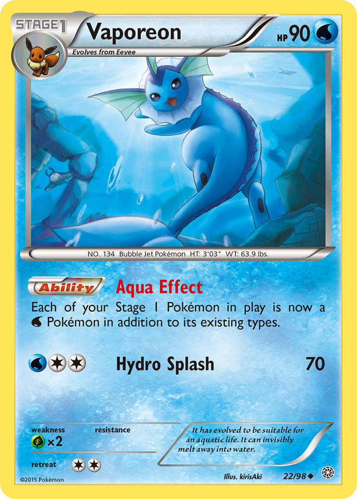 Vaporeon (22/98) [XY: Ancient Origins] - Card Brawlers | Quebec | Canada | Yu-Gi-Oh!