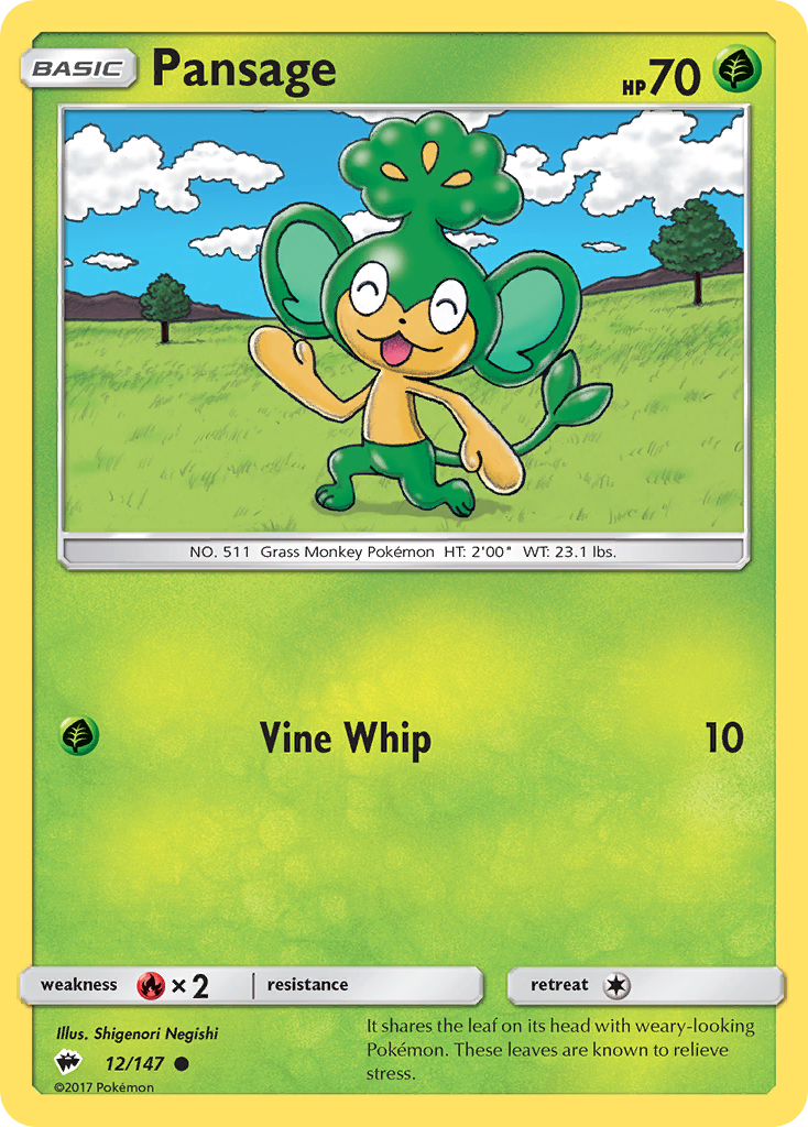 Pansage (12/147) [Sun & Moon: Burning Shadows] - Card Brawlers | Quebec | Canada | Yu-Gi-Oh!