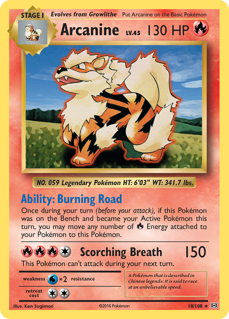 Arcanine (18/108) [XY: Evolutions] - Card Brawlers | Quebec | Canada | Yu-Gi-Oh!