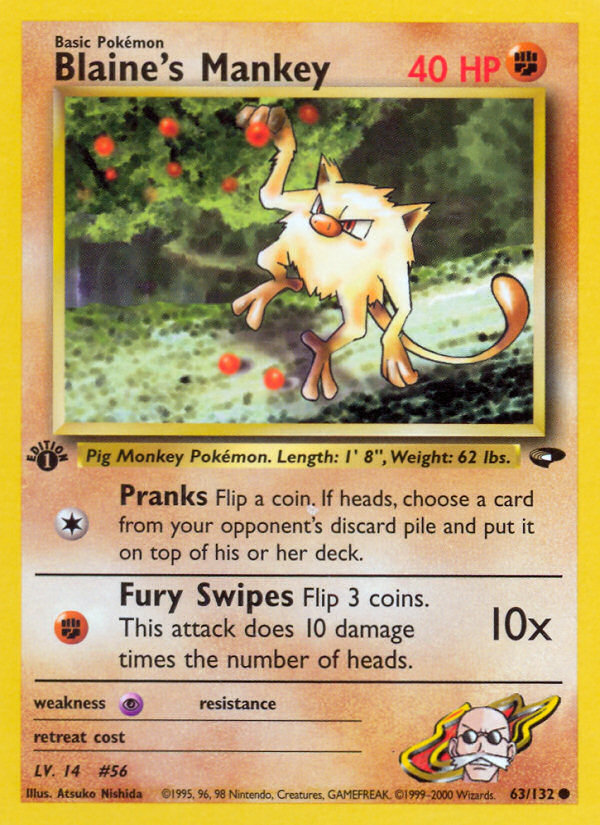 Blaine's Mankey (63/132) [Gym Challenge 1st Edition] - Card Brawlers | Quebec | Canada | Yu-Gi-Oh!